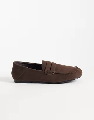 Simmi London Kevy loafers in brown faux suede
