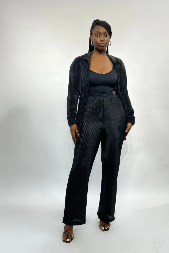 PLISSE TROUSER SET