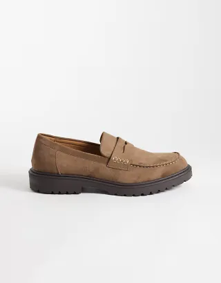 SEQWL Pier faux suede chunky loafers in mocha