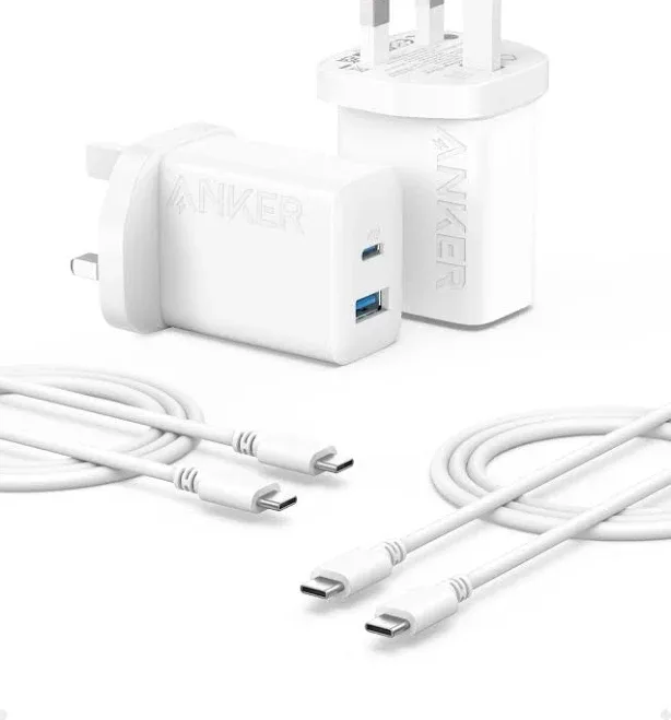 Anker USB C Plug 2-Pack 20W Dual Port Fast Charger