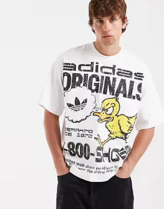 adidas Originals graphic duck T-shirt in white