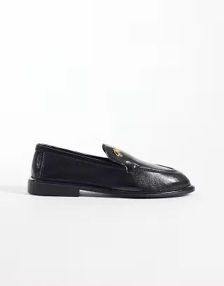 Steve Madden Chapters loafers in black crinkle leather