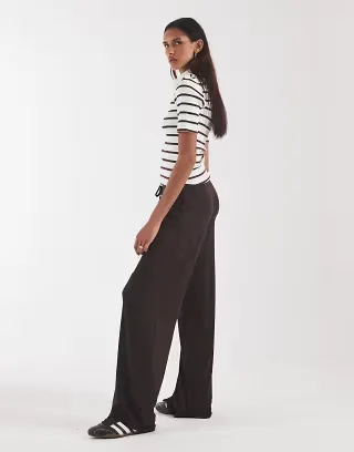ONLY Tall wide leg pants in brown