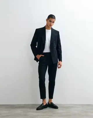 ASOS DESIGN slim double breasted suit set in navy