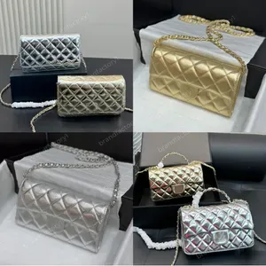 Gold Chain Shoulder Bag: Designer Clutch Bag - Embossed Leather Crossbody Wallet with Card Slots
