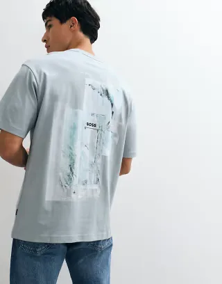 BOSS Orange back print t-shirt in gray