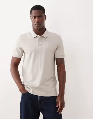BOSS Orange slim polo shirt in light gray