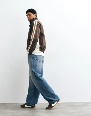 Cotton On quarter zip spray jacket in brown