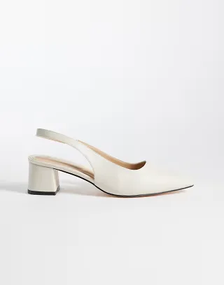 SEQWL Sorrento slingback low block heeled shoes in cream