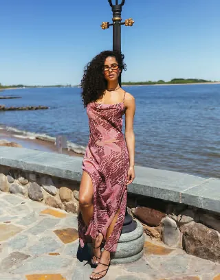Aray sheer beach maxi dress in leopard floral print
