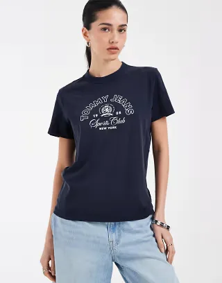 Tommy Jeans heritage logo T-shirt in navy