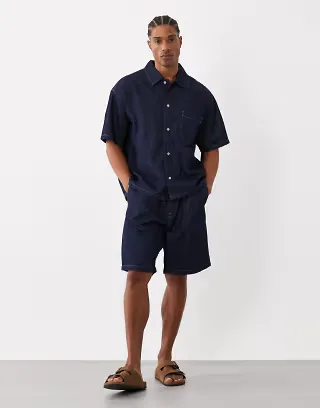 Jack & Jones short sleeve denim set in raw denim