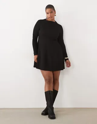 ASOS DESIGN curve supersoft grown on neck long sleeve dress