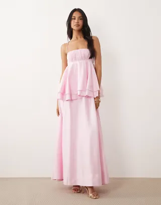 ASOS DESIGN double layer maxi dress in pink