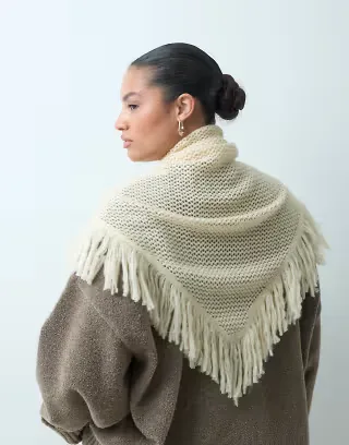 ASOS DESIGN fine knit cape scarf in white