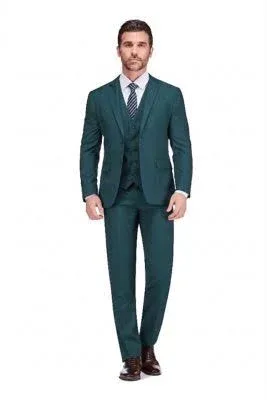 Braveman Men's Signature 3-Piece Slim Fit Suits, Green, 52 Long
