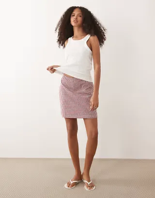 Nobody's Child tailored pelmet mini skirt in red gingham