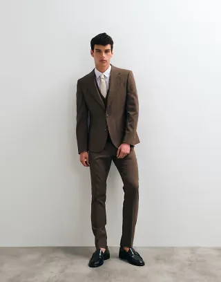 ASOS DESIGN skinny suit jacket in brown