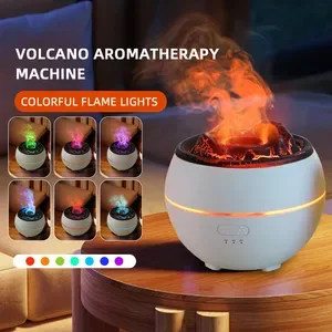 MANA Aroma Diffuser Ultrasonic Humidifier - Home Essential Oil Mist Maker with Flame Volcano Design, Jellyfish Fogger, a