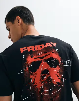 ASOS DESIGN oversized t-shirt with Halloween Friday 13th print in Black