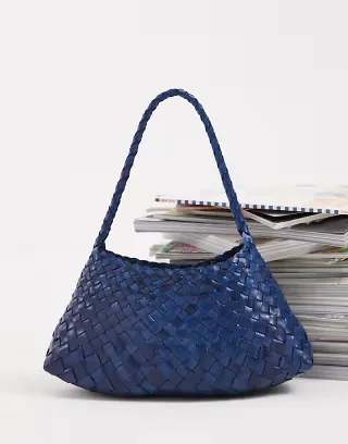 Dragon Diffusion Rosanna woven leather shoulder bag in blue