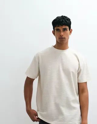 Brave Soul oversized T-shirt with mock neck in stone
