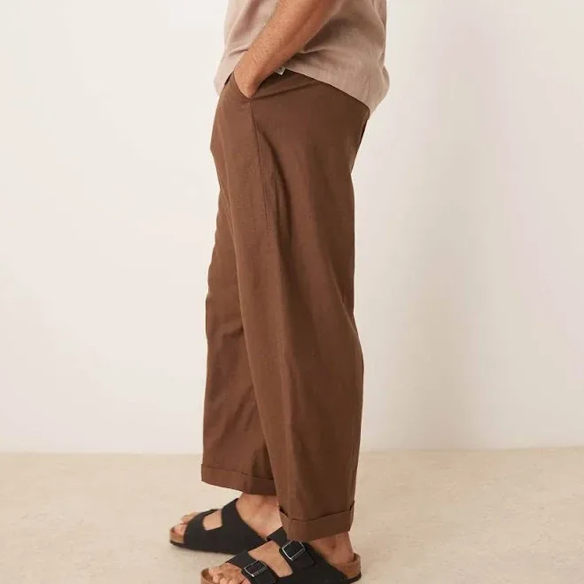 ASOS Design Smart Cropped Balloons Linen Blend Pants