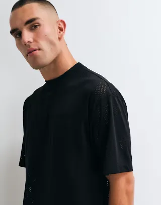 ASOS DESIGN boxy oversized t-shirt in black athletic mesh