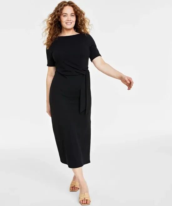 On 34th Women's Crewneck Wrap Tie Dress