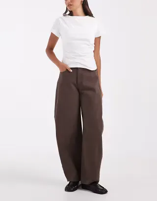 JJXX Sakai baggy barrell jeans in brown