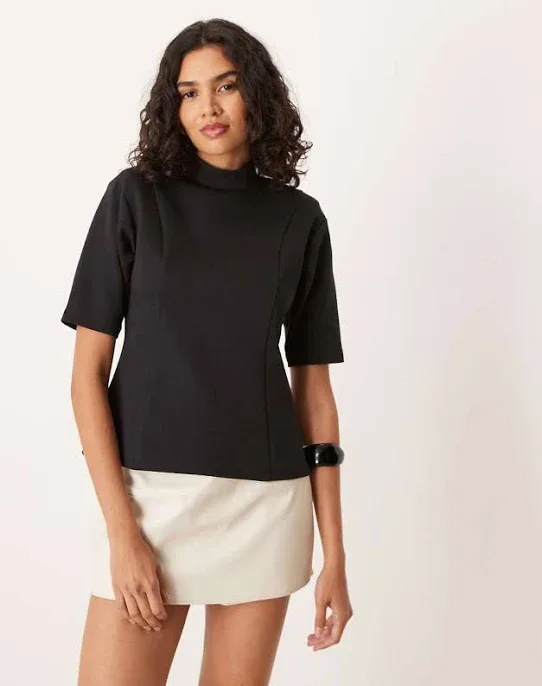 ASOS High Neck Half Sleeve Interlock Top