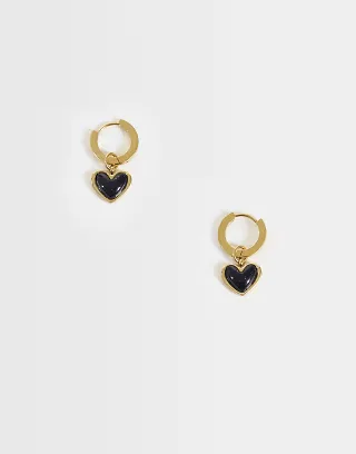 Abbott Lyon blue sandstone heart huggie hoops in 14ct gold plated