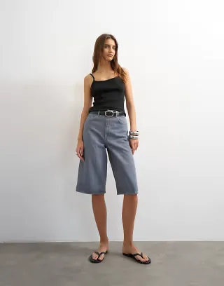 Topshop denim bermuda shorts in gray