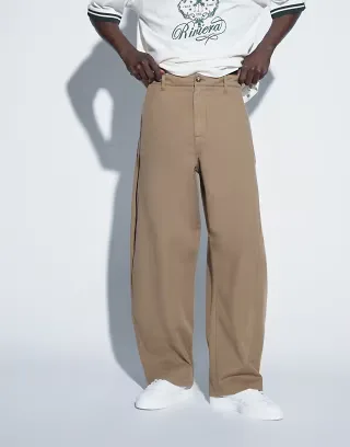 Topman barrel fit trouser in tan