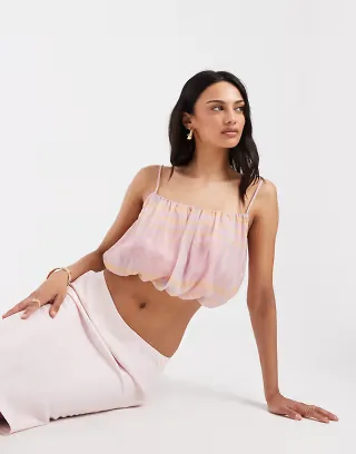 ASOS DESIGN chiffon bubble cami top in pink - part of a set