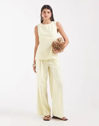 Object pants set in yellow and white stripe
