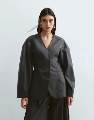 ARRANGE twill sculpted blazer in gray - part of a set