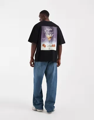 ASOS DESIGN oversized t-shirt with martini graphic in white