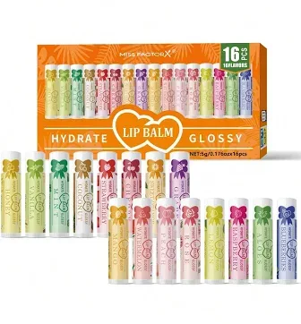16-Piece Flavored Lip Balm Moisturizing Hydrating Glossy Lip Care Set Lasting For All Skin Types Women's Christmas Thank