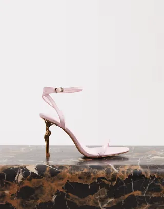 JW Pei Alivia double strap heeled sandals in baby pink