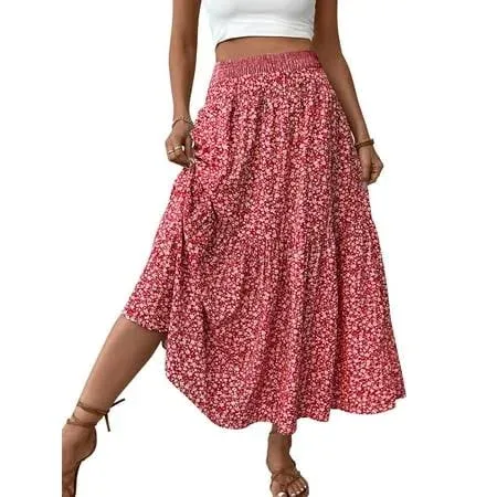 Women's Casual A-Line Ruffled Maxi Skirt