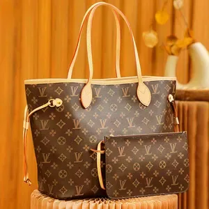 2-Pcs Womens Classic Handbag and Shoulder Tote Bag Set, Designer Fashion Composite Clutch with Coin Purse Wallet