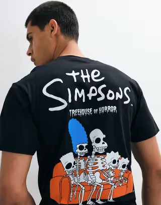 ASOS DESIGN oversized t-shirt with Halloween the Simpsons print in Black