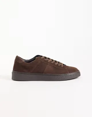 ASOS DESIGN lace up sneakers in brown suede