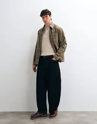 ASOS DESIGN wool look double pocket shacket in beige plaid