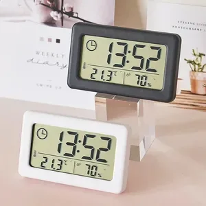 Mini Digital Clock Electronics Temperature and Humidity Portable Desktop Thermometer Hygrometer 1224H Battery Powered 26