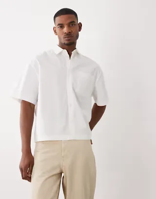 ASOS DESIGN boxy oversized poplin shirt in white