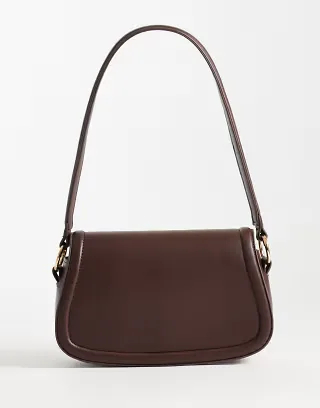 Glamorous shoulder saddle bag in brown