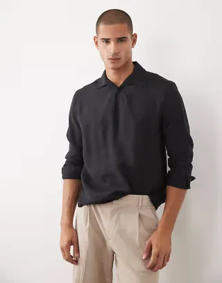 ASOS DESIGN relaxed overhead modal shirt in black