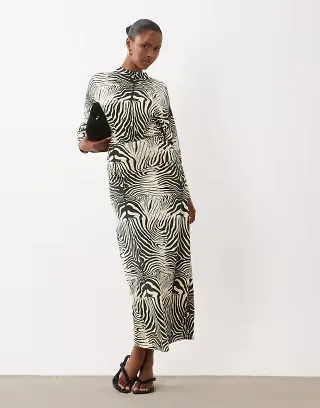 ASOS DESIGN batwing zebra print maxi dress